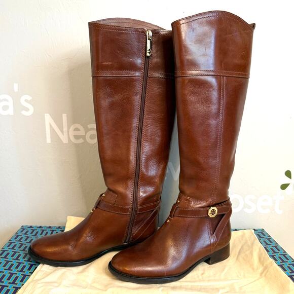 Tory Burch BRITA Riding Boot, Sienna Brown Leather Wmns Sz US6M, MSRP$495 - Picture 2 of 16